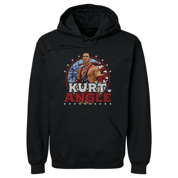 Men's 500 Level Black Kurt Angle Stars and Stripes Pullover Hoodie