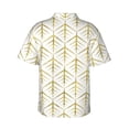 thumbnail image 3 of Haiem White And Gold Geometry Printed Hawaiian Shirt for Men - Men’s Casual Beach Summer Shirts - Stretch Fabric with Modern Fit-X-Large, 3 of 9