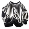 thumbnail image 2 of RXIRUCGD Mode Fille et Garçon Enfants Hauts à Manches Longues Décontractés Col Rond Sweat à Capuche Rayé (Noir, Taille: 6 Ans), 2 of 3