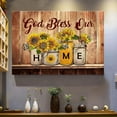 thumbnail image 2 of God Bless Our Home Canvas Wall Art – Rustic Sunflower Mason Jar Print with Butterflies – Farmhouse Christian Wall Décor for Living Room, Entryway, or Kitchen – Ready to Hang, 2 of 4