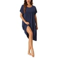 thumbnail image 1 of INSPIRAR CHIC Camisones de Mujer Ropa de Dormir de Algodón Camisa de Noche Suelta de Manga Corta Camisón Acogedor 2XL Azul Marino, 1 of 6