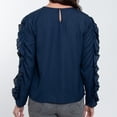 thumbnail image 5 of Elsie & Zoey Beckett Deep Blue Ruffle Long Sleeve Crew Neck Blouse for Women, 5 of 8