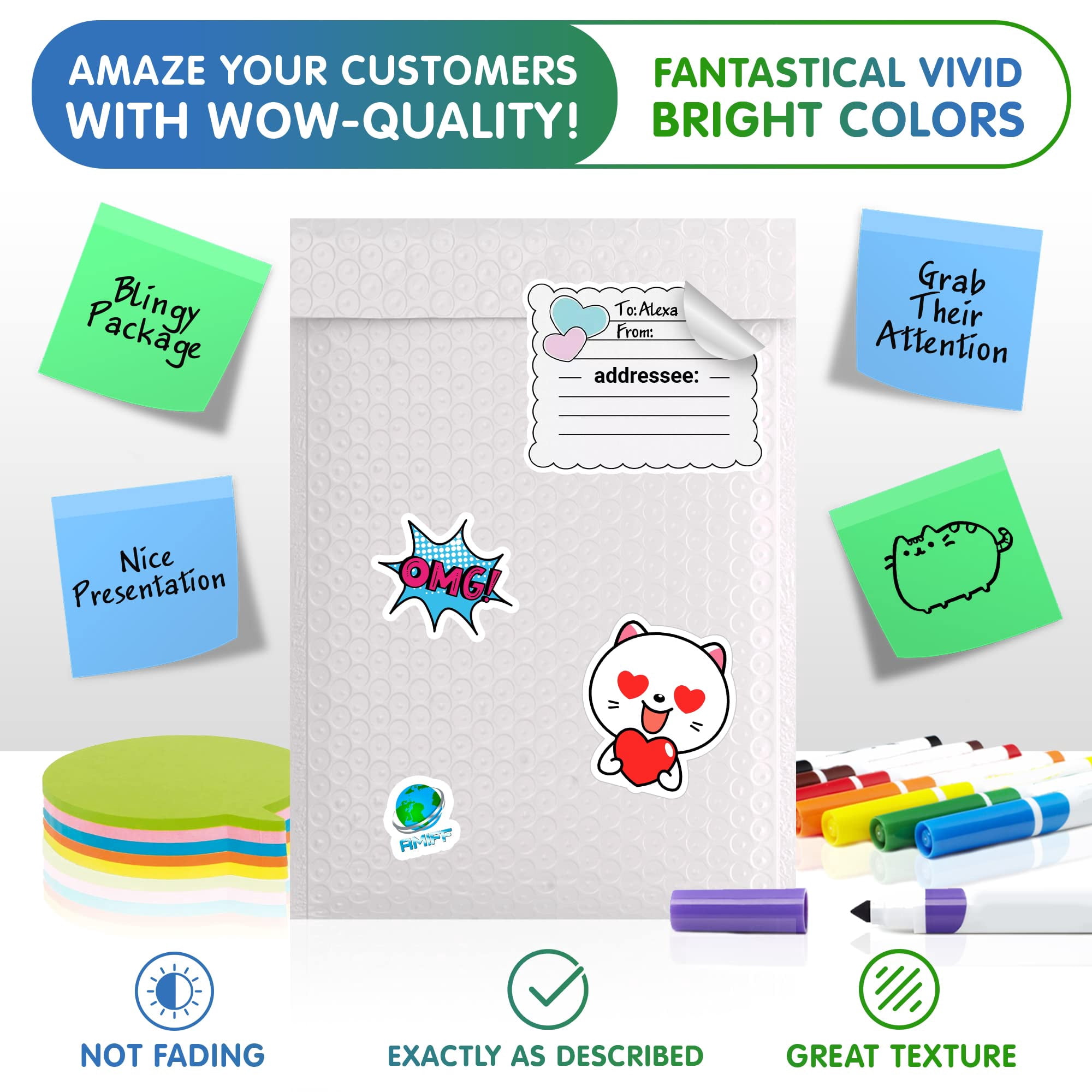 White Poly bubble mailers 7.25 x 11 Padded envelopes 7 1/4 x 11. Pack of 20 Poly cushion envelopes. Exterior size 8 x 11.25 8 x 11 1/4. Peel and Seal. Mailing, shipping, packaging