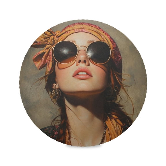 WOBOGO The Hippie Artist Round Placemats Set of 6 Heat Resistant Washable Kitchen Table Decorations 15.4in