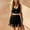 Black, variant on Women's Western Two-Piece Outfit Set, Cropped Sleeveless Top, Fringe Mini Skirt, Shorts