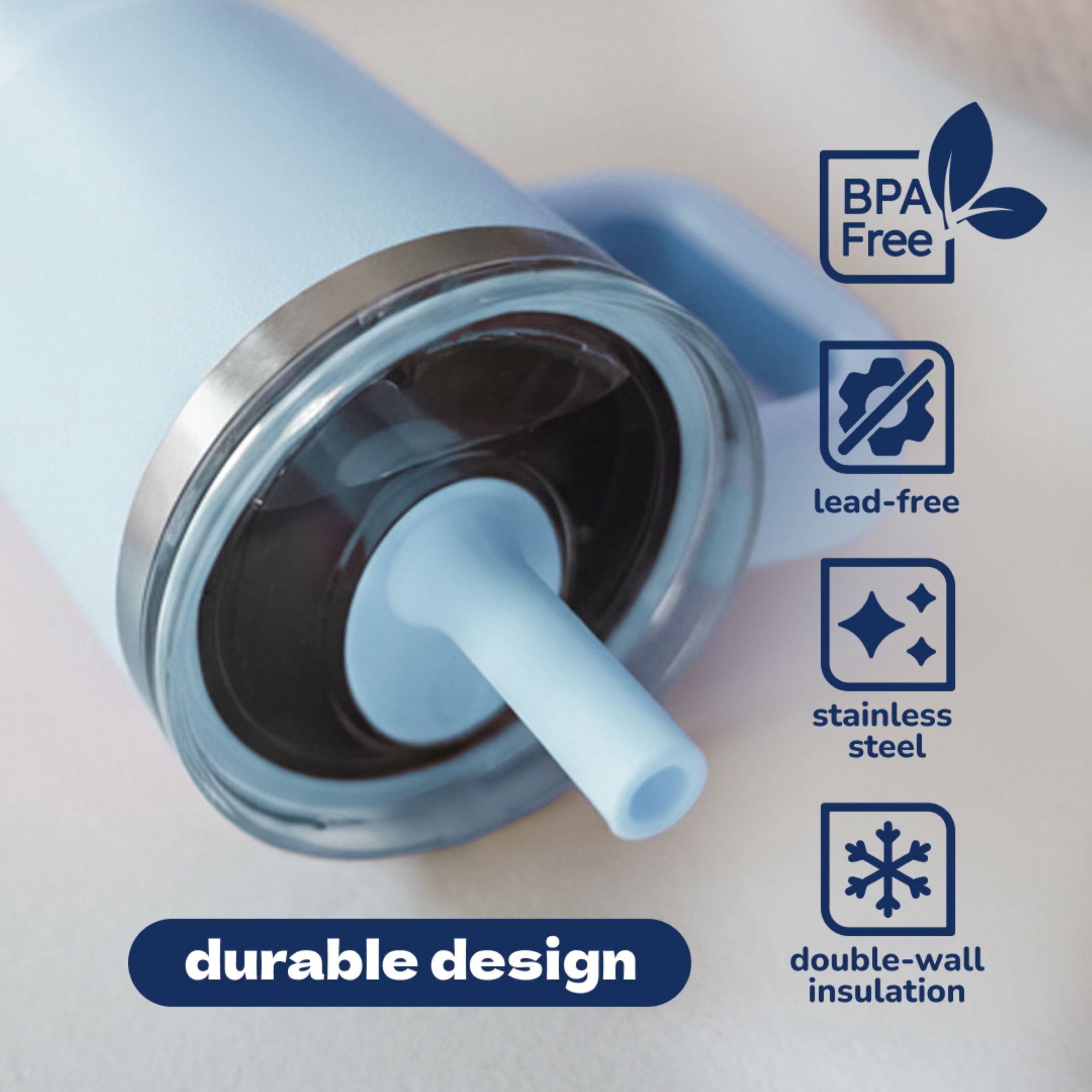 YAYA My First Travel Tumbler for Preschool & Kids 3+, Insulated Stainless Steel Tumbler with Reusable Silicone Straw & Spill-Proof Lid, Cup Holder Compatible, BPA-Free, 12oz, Snowflakes