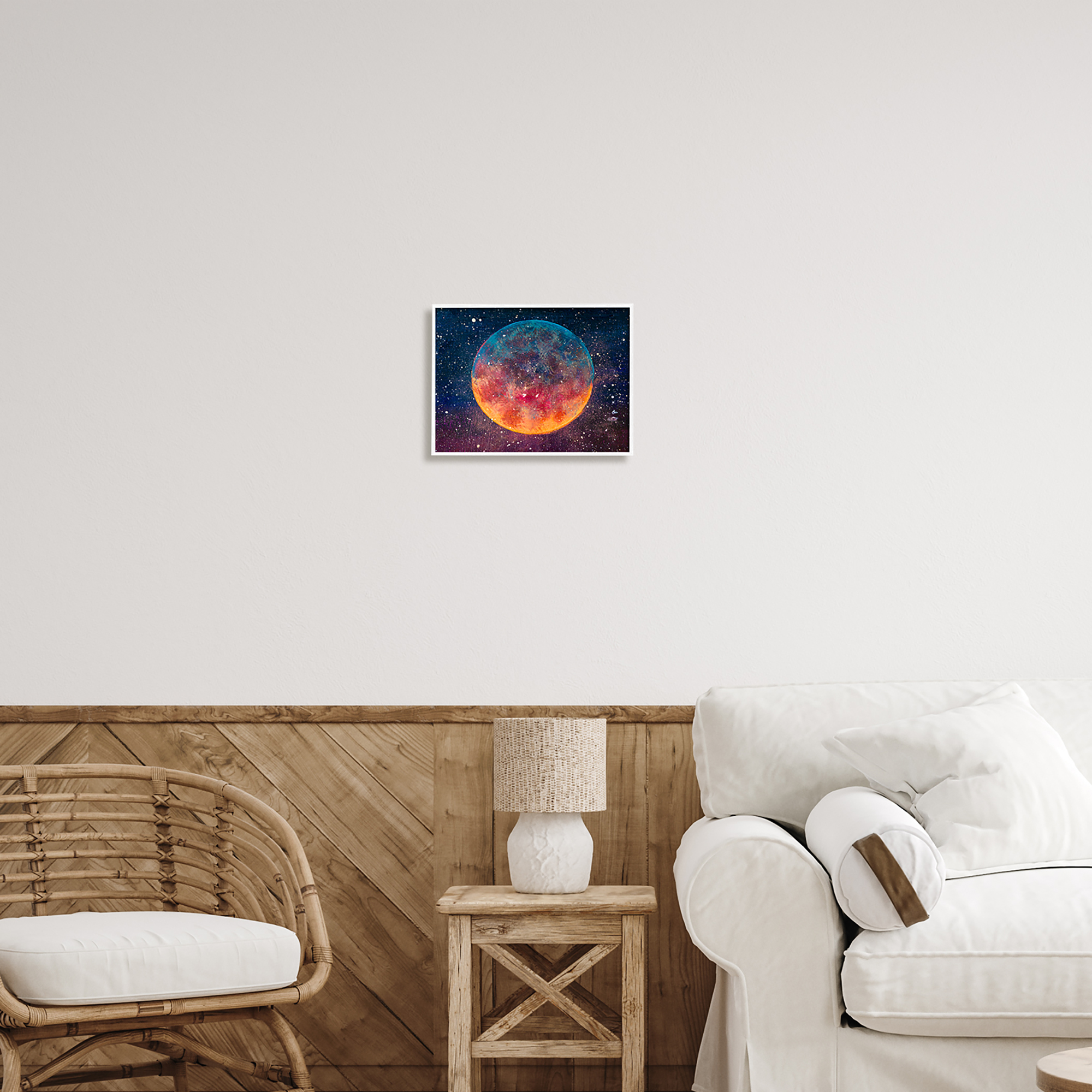 Stupell Industries Starry Night Planet Nature Painting White Framed Art Print Wall Art, 14 x 11
