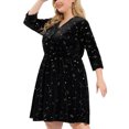 thumbnail image 2 of Unique Bargains Robe de Fête Midi Brillante à Manches 3/4 en Velours pour Femmes Grande Taille, 2 of 6