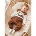 thumbnail image 4 of RUINIXCW Little Dude Baby Boy Mamas Boy Outfit Infant Baby Boy Spring Fall Winter Clothes Textured Jacquard Letter Embroidery Long Sleeve Romper and Pants Set, 4 of 9
