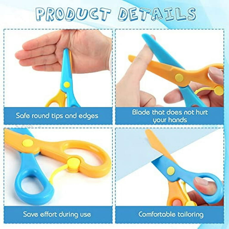 Plastic Scissors for Kids, Training Scissors for Toddlers in School 4 Pcs