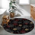 thumbnail image 3 of Round Rug 3.3Ft Washable Non-Slip, Black Snowflake Christmas Circle Area Rugs for Living Room Bedroom, Red Yellow White Snowflake Indoor Floor Mats Carpet Runner for Home Decor Aesthetic, 3 of 8