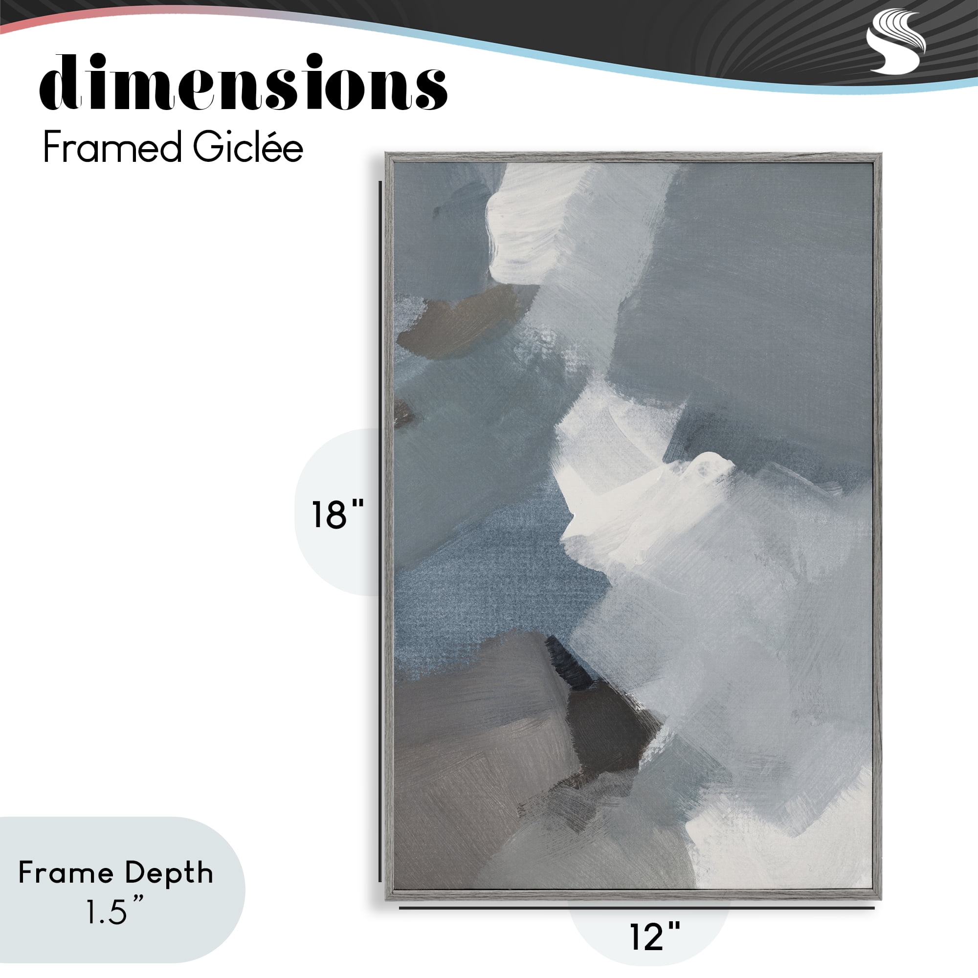 Stupell Industries Stormy Grey Abstract Gray Framed Giclee Art, design by Lanie Loreth