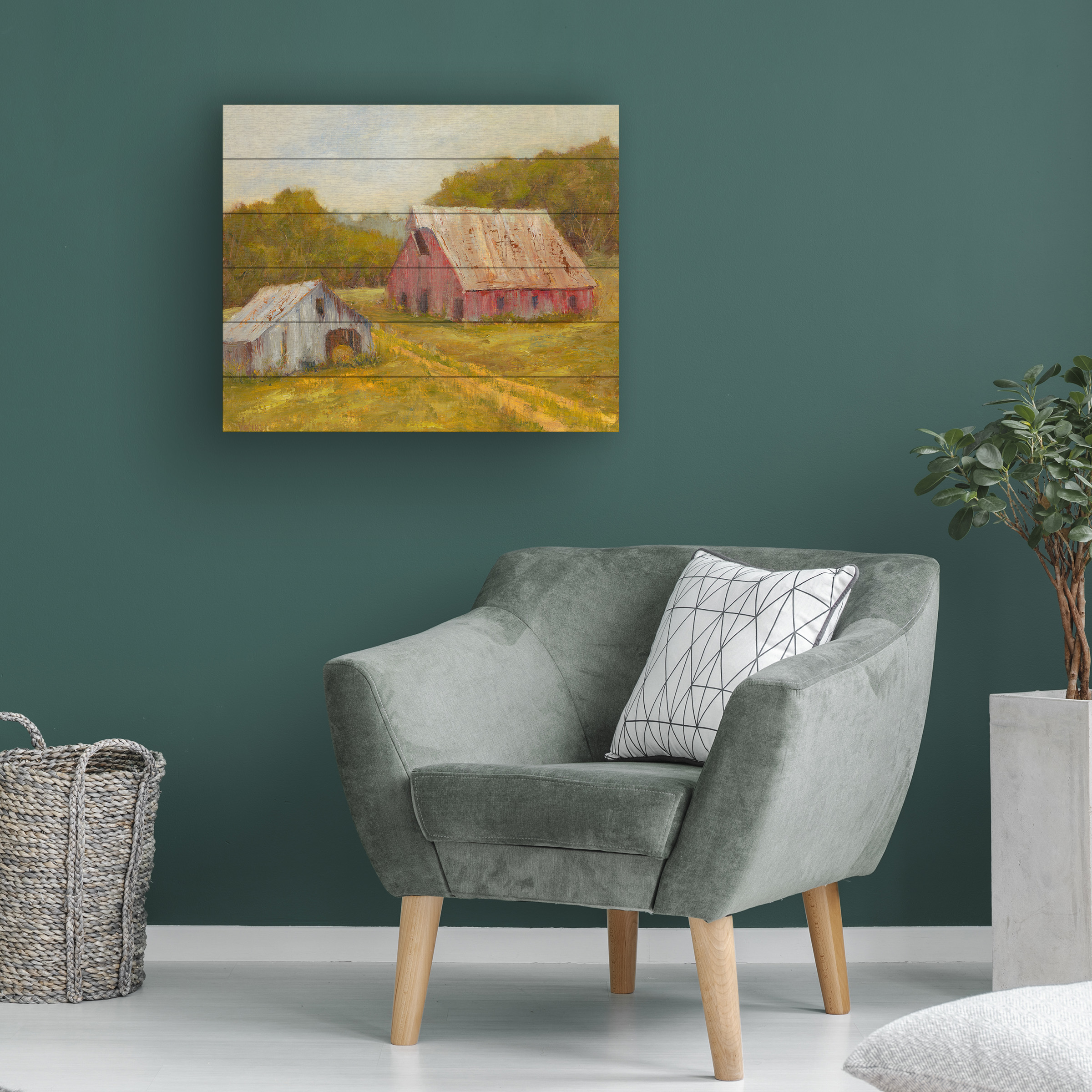 Marilyn Wendling 'Country Barns' Wood Slat Art 18x22