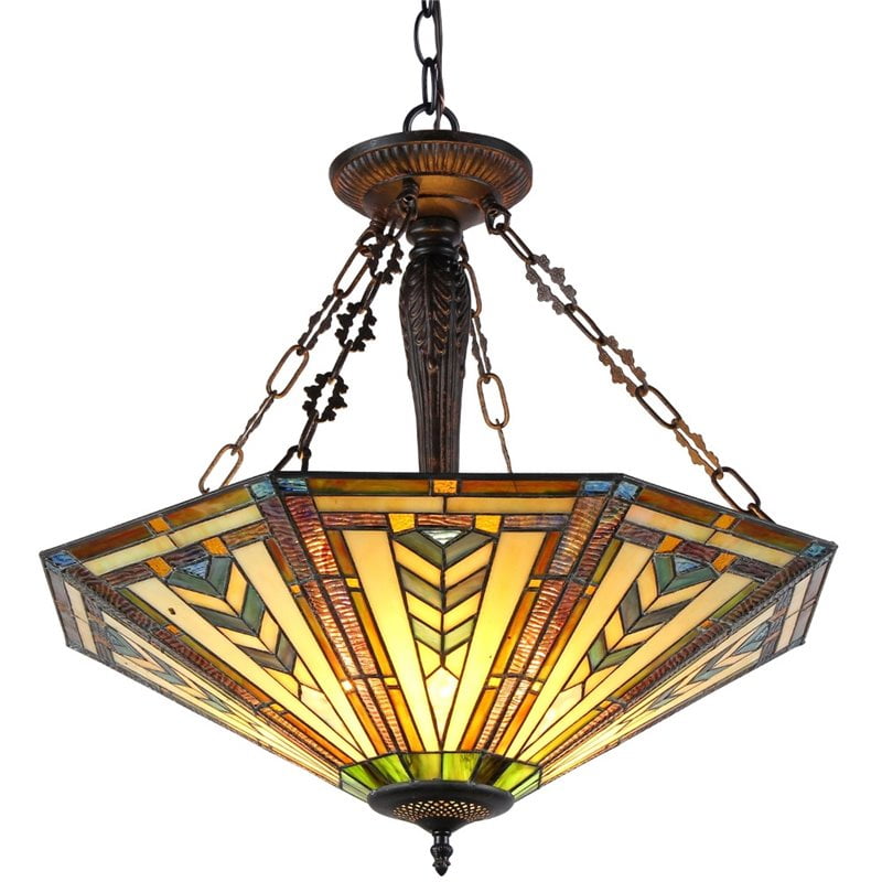 Chloe Lighting Harrison TiffanyStyle 3Light Inverted Ceiling Pendant