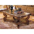 thumbnail image 3 of Wood Cocktail Table With Marble Tabletop, Brown- Saltoro Sherpi, 3 of 4