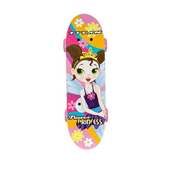 Titan Flower Princesse Skateboard Complet pour Filles (5+ Âges), 17 Pouces, Rose