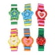 thumbnail image 1 of ColoMX Relojes de pulsera de simulación de dibujos animados para niños, artesanía de madera, reloj de pulsera, papelería, Color aleatorio, 6 uds., 1 of 7