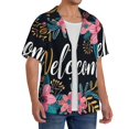 thumbnail image 2 of Balery Floral Welcome Sign Men's Casual Button Down Shirt Short Sleeve Textured Summer Cuban Beach Shirts-X-Large, 2 of 7