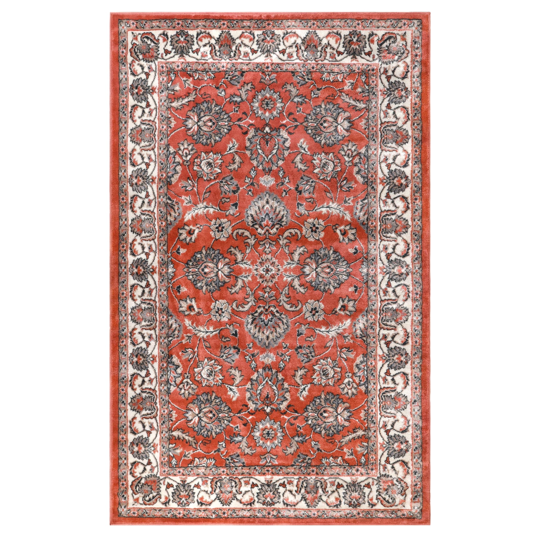 Superior Lille Traditional Floral Indoor Runner Rug, Salmon, 8' x 10'