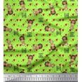 thumbnail image 1 of Soimoi Green Cotton Voile Fabric Coffee Glass & Girl Heart Print Sewing Fabric Yard 42 Inch Wide, 1 of 3