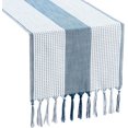 thumbnail image 1 of GHSDFBB Rustic Farmhouse Table Runner 72 Iches Long Burlap Style 13\u201cx72", Handmade Braided Table Runner with Tassels for Dining Party Holiday(Steelblue), 1 of 6