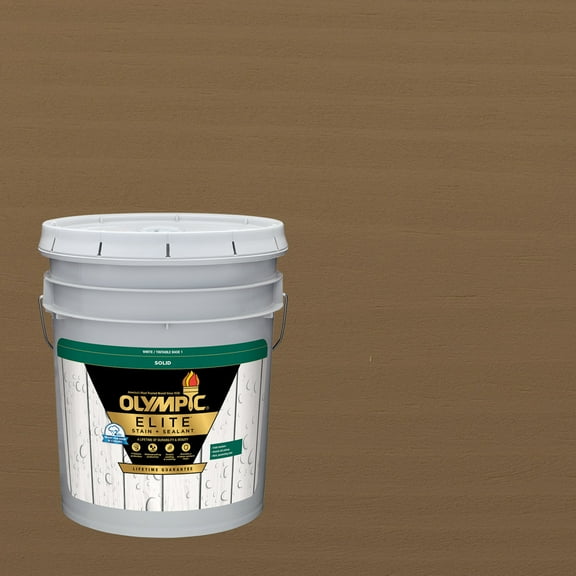 Olympic Elite 5 Gallons SC-1083 Taupe Solid Advanced Exterior Stain and Sealer in One
