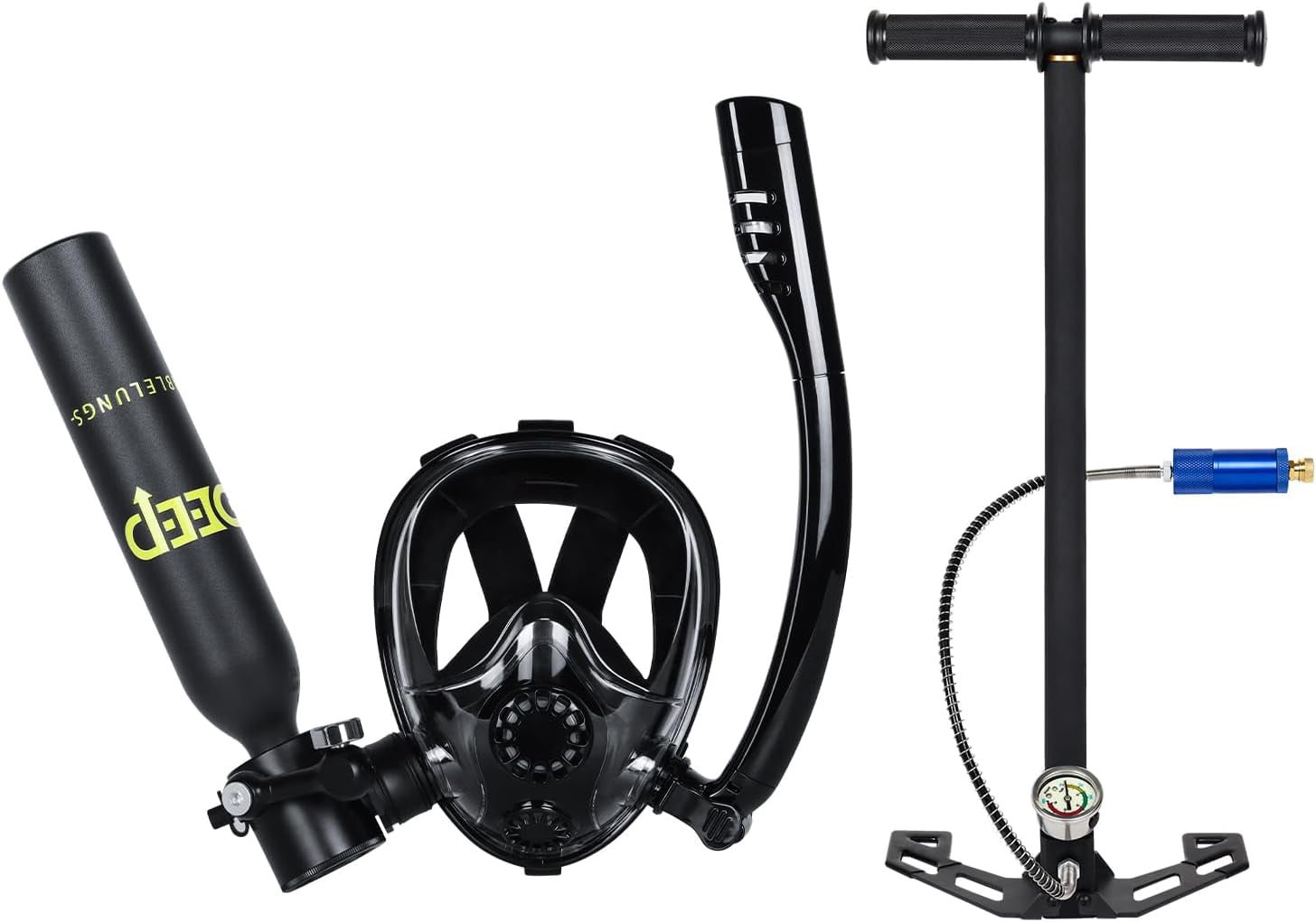 0.5L Scuba Diving Tank with Full Face Snorkel Mask, Support About 7-10 Minutes, Lung Tank Sub Mask for Snorkeling, Underwater Exploration