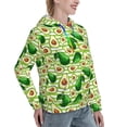 thumbnail image 6 of Daiia Avocado Green Striped Pattern Women's Fashion Hoodies & Sweatshirts with Kangaroo Pocket Hooded Sweatshirt with Eye-catching Drawstrings-XX-Large, 6 of 7