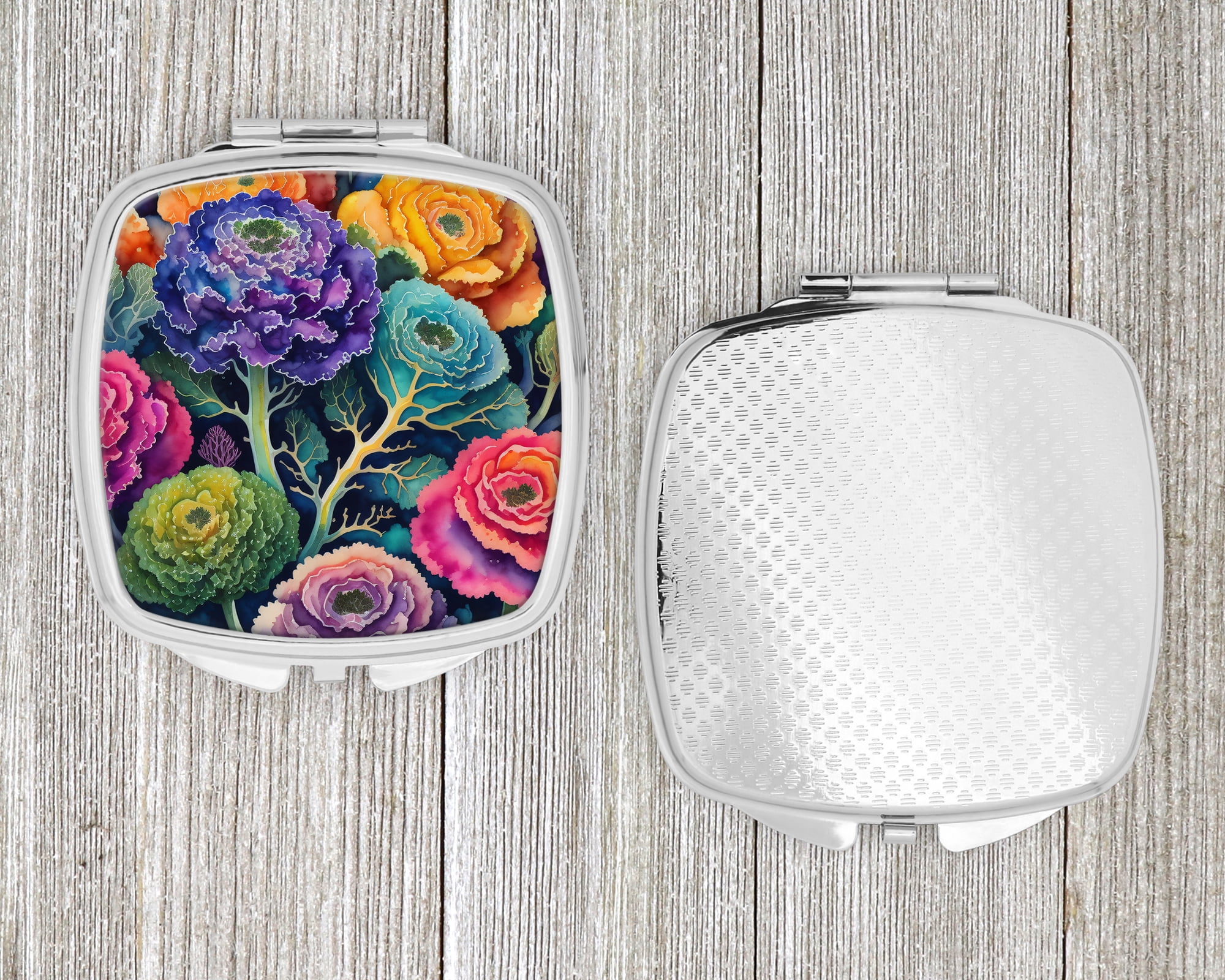 Colorful Ornamental Kale Compact Mirror 2.75 in x 3 in