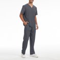 thumbnail image 6 of Sewkxo Men Scrubs Set - Stretch V-Neck Scrub Top & Jogger Pant with Pockets Yoga Waistband Anti-Wrinkle Scrubs for Men,Gray L, 6 of 8