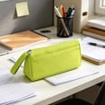 thumbnail image 4 of Lksixu Large Capacity Pencil Case, Solid Color Canvas Pencil Pouch with Zipper & Handle, Simple Stationery Organizer Lightweight & Spacious Pencil Bag, Portable Travel Cosmetic Makeup Bag, 4 of 8