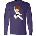 thumbnail image 3 of Inktastic Cute Boy, Brown Hair, Black Belt, Karate Pose Long Sleeve T-Shirt, 3 of 5