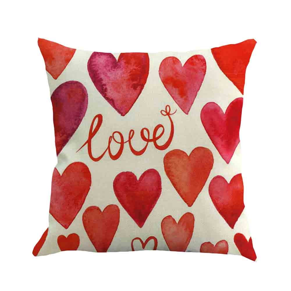 Happy Valentine's Day Throw Pillow Case Sweet Love Square Cushion Cover