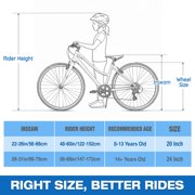 Hykolity 20 Inch Kids Mountain Bike Boys Girls Children Youth MTB Bicycle For Ages 8-13 Bikes With Adjustable Seat Dual Brake Kickstand Reflector, Blue