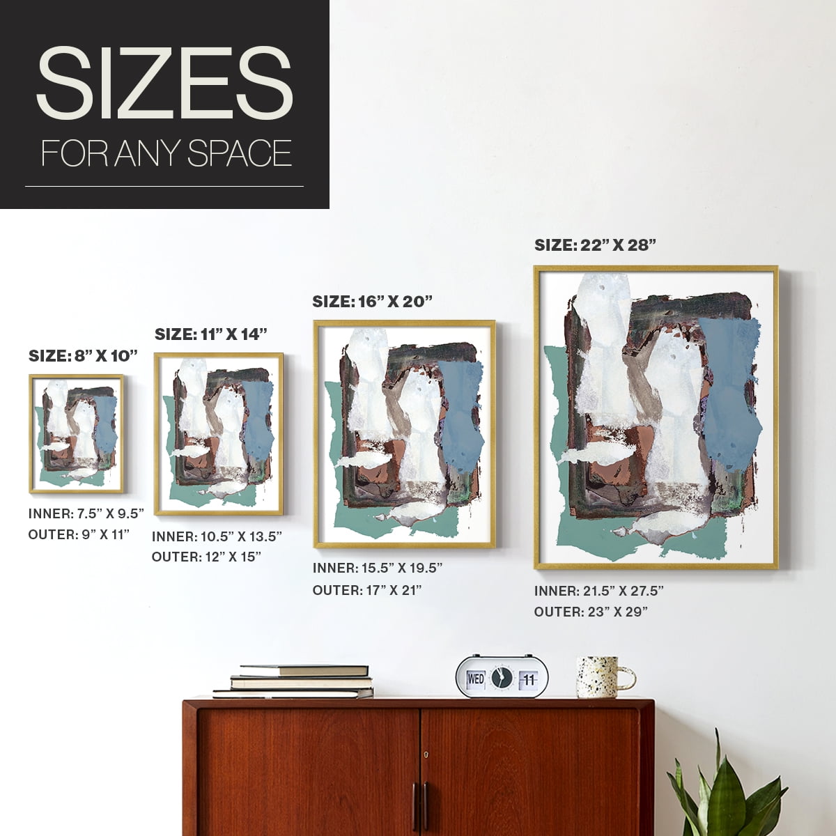 Brights Soft Wash I Framed Print in Gold Solid Wood Framed Print No Nail Hanging