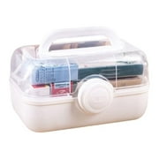mmirethe Pill Case Foldable Emergency First Aid Kit Storage Box Plastic Container White Medium