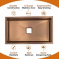 thumbnail image 5 of Strictly Sinks 32 Inch Undermount Single Bowl Kitchen Sink – Sink with Bottom Grid & Drain – Copper, 5 of 7