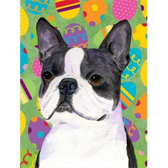 28 x 40 In. Boston Terrier Easter Eggstravaganza Flag Canvas, House Size