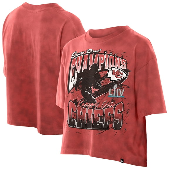 Women's New Era Red Kansas City Chiefs Cropped Boxy Sport Classics Mineral Wash T-Shirt