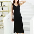 thumbnail image 5 of BUIGTTKLOP Nightgown for Women Sleeveless Tank Pajamas Dress Wide Strap V Neck Full Length Nightshirts Comfy Loungewear, 5 of 6