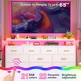 thumbnail image 5 of EnHomee White 55"Long Dresser for Bedroom 10 Drawers LED Dresser with charging station Fabric Dressers & Chests of Drawers,11.6"W x 55"L x 31.5"H, 5 of 8