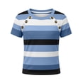 thumbnail image 5 of Summer Tees for Women Striped Short Sleeve Crewneck Pullover Tops Breathable Casual Outfits Blue M, 5 of 7