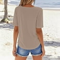 thumbnail image 4 of Fglymey Womens Cotton T-Shirt, Round Neck Short Sleeve Solid Color Summer Casual Tops Khaki L, 4 of 5