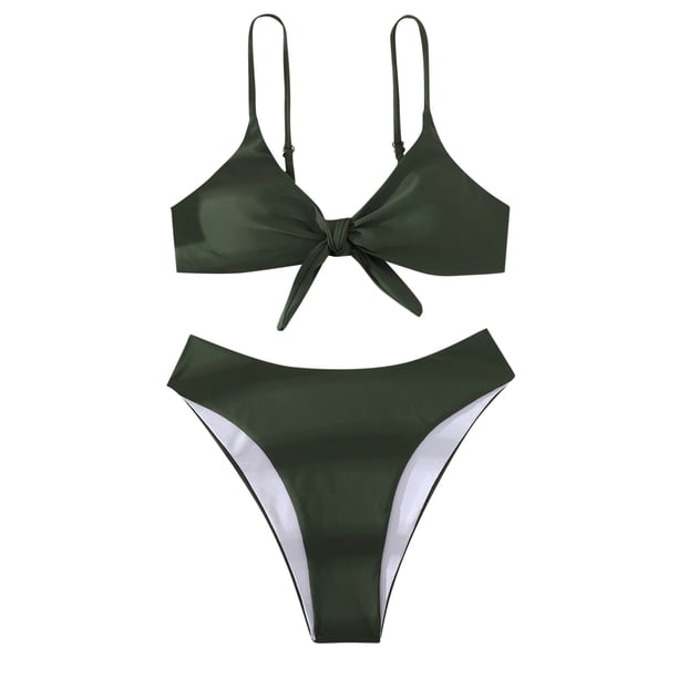 Traje de baño dividido con estilo casual para mujer Bikini cómodo con nudo de color sólido en la cintura OAVQHLG3B Store lin121212