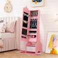 thumbnail image 4 of Costway Kids Vanity Set Princess Makeup Dressing Table and Chair Set with Jewelry Armoire Pink, 4 of 10