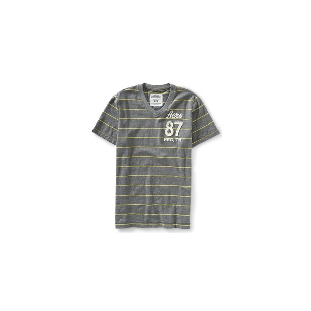 Aeropostale - Camiseta con adornos de rayas 87 para hombre, gris, extragrande