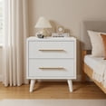 thumbnail image 4 of Noelse Nightstand, Bedside Table with 2 Large Storage Drawers and Metal Handles, Modern Night Stand for Bedroom, Living Room, White, 4 of 7