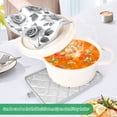 thumbnail image 4 of Two Pieces Of Square Heat Insulation Pad Oven Mitts 7x9.8 Inch Oven Microwave Kitchen Cooking Baking Gray Flowers, 4 of 7