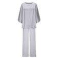 thumbnail image 4 of VBTAPA Womens Pajama Sets 2 Piece Satin Silky Sleepwear 3/12 Sleeve Shirt with Long Pajama Pants Set Soft PJ Loungewear Gray XXL, 4 of 6