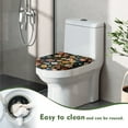 thumbnail image 4 of ZIATUBLES Wildflower Black Print Universal Fit Toilet Lid Cover with Elastic Edges Washable Reusable Stretchable Fabric for Most Lids Bathroom Decor Accessories, 4 of 6